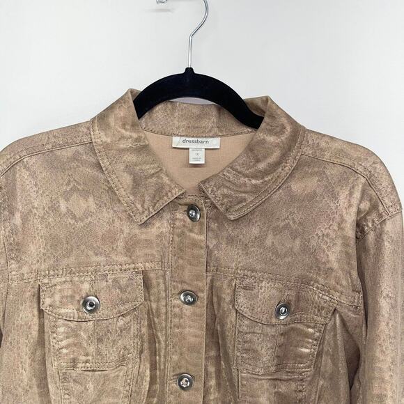 Dressbarn Jacket Womens 1X Bronze Metallic Animal Print Rhinestone Buttons - Picture 3 of 7